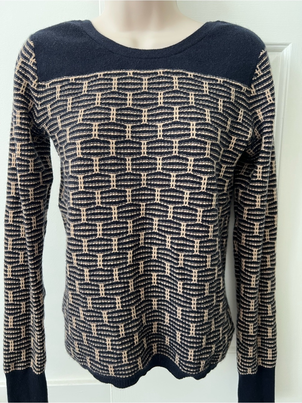 Calypso St. Barth Women's Cashmere Geometric Color Block Boho Open back Sweater